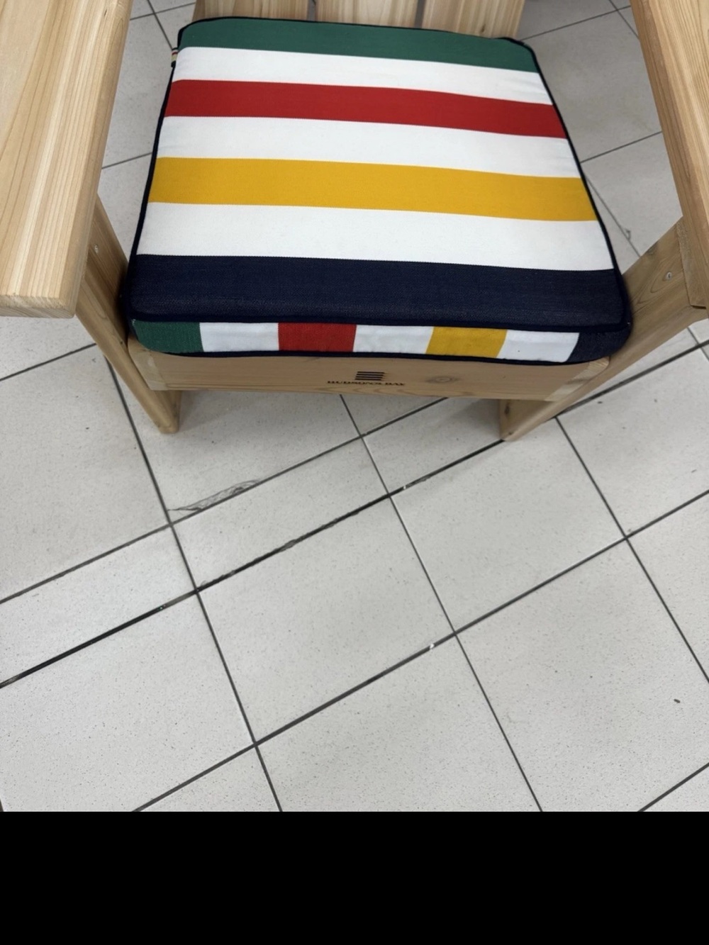 LAST ONE - Hudson’s Bay Stripes Outdoor Muskoka Seat Pad, 20” x 19” - HBC (NEW)